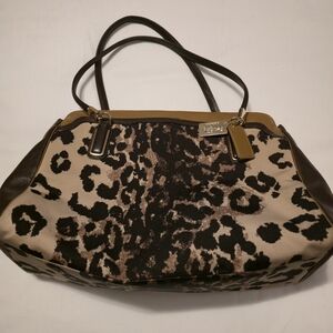 Coach Animal Print Shoulder Bag with Black and Tan